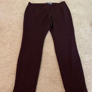 Maroon and black leggings